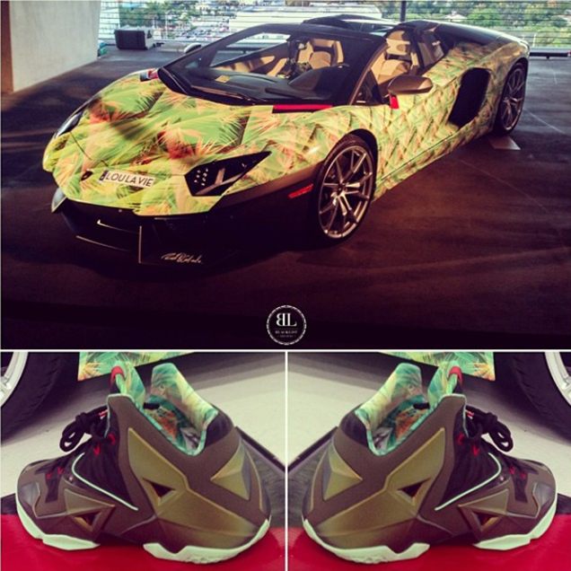 Lebron James zijn Lamborghini matcht met zijn schoenen! 