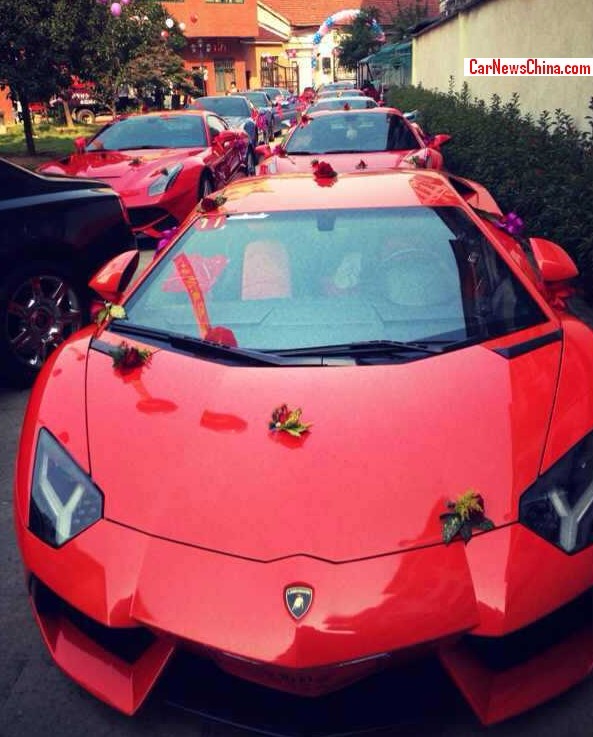 Chinese wedding is a traffic jam full of exotic cars!
